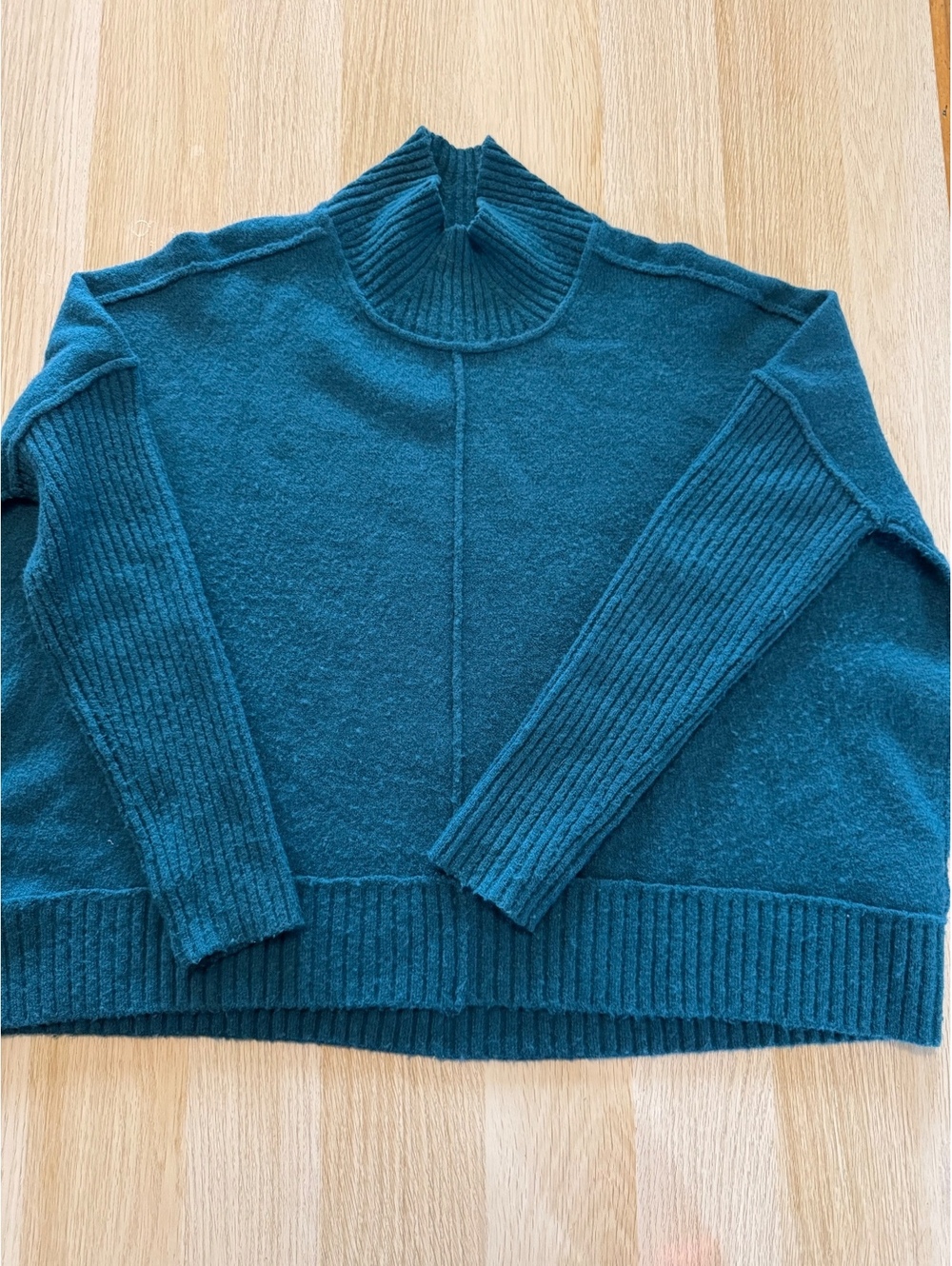 Maeve for Anthropologie Mock Neck Ribbed Sweater Size Medium | Teal Green Blue
